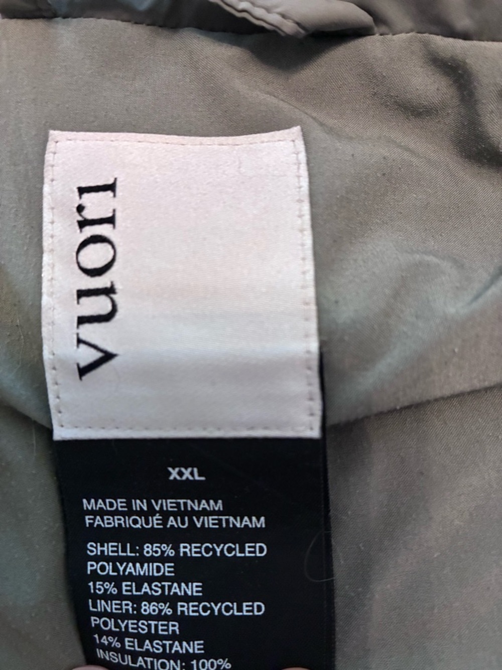 NWOT Vuori Canyon Insulated Jacket Light Olive Green Full Zip 2XL - Picture 10 of 10